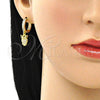 Argolla Huggie 02.368.0007.15 Oro Laminado, Diseño de Búho, con Blanca Micro Pave, Pulido, Tono Dorado