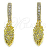 Argolla Huggie 02.368.0008.15 Oro Laminado, Diseño de Leon, con Blanca Micro Pave, Pulido, Tono Dorado