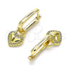 Argolla Huggie 02.368.0019.10 Oro Laminado, Diseño de Corazón y Candado, con Blanca Micro Pave, Pulido, Tono Dorado