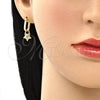 Argolla Huggie 02.368.0022.10 Oro Laminado, Diseño de Candado y Estrella, con Blanca Micro Pave, Pulido, Tono Dorado