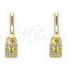 Argolla Huggie 02.368.0023.10 Oro Laminado, Diseño de Candado, con Blanca Micro Pave, Pulido, Tono Dorado