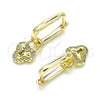 Argolla Huggie 02.368.0024.10 Oro Laminado, Diseño de Candado, con Blanca Micro Pave, Pulido, Tono Dorado