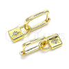 Argolla Huggie 02.368.0027.10 Oro Laminado, Diseño de Candado y Sol, con Blanca Zirconia Cubica, Pulido, Tono Dorado