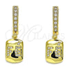 Argolla Huggie 02.368.0043.15 Oro Laminado, Diseño de Amor, con Blanca Micro Pave, Pulido, Tono Dorado