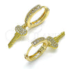 Argolla Huggie 02.368.0049.15 Oro Laminado, Diseño de Llave, con Blanca Micro Pave, Pulido, Tono Dorado