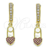 Argolla Huggie 02.368.0054.15 Oro Laminado, Diseño de Corazón, con Rubi and Blanca Micro Pave, Pulido, Tono Dorado
