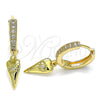 Argolla Huggie 02.368.0058.15 Oro Laminado, Diseño de Corazón y Ojo Griego, con Blanca Micro Pave, Pulido, Tono Dorado
