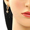 Argolla Huggie 02.368.0066.15 Oro Laminado, Diseño de Estrella, con Rubi Zirconia Cubica and Blanca Micro Pave, Pulido, Tono Dorado