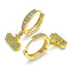 Argolla Huggie 02.368.0077.15 Oro Laminado, Diseño de Corona, con Blanca Micro Pave, Pulido, Tono Dorado