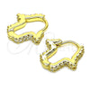 Argolla Huggie 02.341.0084.17 Oro Laminado, Diseño de Mano de Dios, con Blanca Micro Pave, Pulido, Tono Dorado