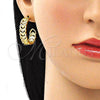 Arete Dormilona 02.341.0095 Oro Laminado, Diseño de Corazón, con Blanca Micro Pave, Pulido, Tono Dorado