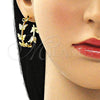 Arete Dormilona 02.341.0096 Oro Laminado, Diseño de Mariposa, con Blanca Micro Pave, Pulido, Tono Dorado