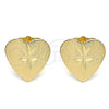Arete Dormilona 02.100.0125 Oro Laminado, Diseño de Corazón, Diamantado, Tono Dorado