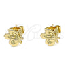 Arete Dormilona 02.100.0126 Oro Laminado, Diseño de Mariposa, Pulido, Tono Dorado