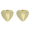 Arete Dormilona 02.100.0127 Oro Laminado, Diseño de Corazón, Diamantado, Tono Dorado