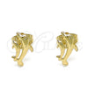 Arete Dormilona 02.100.0128 Oro Laminado, Diseño de Delfín, Pulido, Tono Dorado