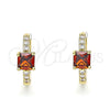 Argolla Huggie 02.210.0480.4.15 Oro Laminado, con Granate Zirconia Cubica and Blanca Micro Pave, Pulido, Tono Dorado