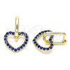 Argolla Huggie 02.210.0485.2.12 Oro Laminado, Diseño de Corazón, con Zafiro Azul Zirconia Cubica, Pulido, Tono Dorado