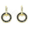 Argolla Huggie 02.210.0486.3.12 Oro Laminado, con Negro Zirconia Cubica, Pulido, Tono Dorado
