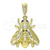 Dije Elegante 05.380.0118 Oro Laminado, Diseño de Abeja, con Negro Cristal, Pulido, Tono Dorado