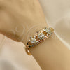 Pulsera Elegante 03.380.0095.07 Oro Laminado, Diseño de Tortuga y Flor, con Blanca and Negro Zirconia Cubica, Pulido, Tres Tonos (06 MM Thickness, 7 Inches Length)
