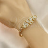 Pulsera Elegante 03.380.0089.1.07 Oro Laminado, Diseño de Mariposa y Flor, con Blanca Zirconia Cubica, Pulido, Tres Tonos (06 MM Thickness, 7 Inches Length)