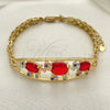 Pulsera Elegante 03.380.0096.1.07 Oro Laminado, Diseño de Elefante y Flor, con Granate and Negro Zirconia Cubica, Pulido, Tres Tonos (06 MM Thickness, 7 Inches Length)
