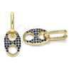 Argolla Huggie 02.210.0487.1.12 Oro Laminado, Diseño de Puff Mariner, con Zafiro Azul Zirconia Cubica, Pulido, Tono Dorado