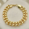 Pulsera Básica 03.331.0142.09 Oro Laminado, Diseño de Miami Cubana, Pulido, Tono Dorado (15 MM Thickness, 9 Inches Length)