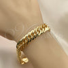 Pulsera Básica 03.331.0145.09 Oro Laminado, Pulido, Tono Dorado (12 MM Thickness, 9 Inches Length)