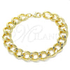 Pulsera Básica 03.331.0149.09 Oro Laminado, Diseño de Miami Cubana, Pulido, Tono Dorado (13 MM Thickness, 9 Inches Length)