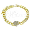 Pulsera Elegante 03.341.0131.07 Oro Laminado, Diseño de Estrella de Davi, con Blanca Micro Pave, Pulido, Tono Dorado (06 MM Thickness, 7 Inches Length)