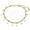Tobillera de Dije 03.383.0011.2.10 Oro Laminado, con Blanca Cristal, Pulido, Tono Dorado (03 MM Thickness, 10 Inches Length)