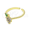 Anillo Multi Piedra 01.341.0042 Oro Laminado, Diseño de Fresa, con Violeta and Verde Zirconia Cubica, Pulido, Tono Dorado (One size fits all)