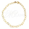 Pulsera Básica 03.02.0075.07 Oro Laminado, Diseño de Corazón, Pulido, Tono Dorado (04 MM Thickness, 7 Inches Length)