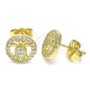 Arete Dormilona 02.156.0550 Oro Laminado, Diseño de Tortuga, con Blanca Micro Pave, Pulido, Tono Dorado