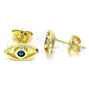 Arete Dormilona 02.156.0556 Oro Laminado, Diseño de Ojo Griego, con Zafiro Azul Micro Pave, Pulido, Tono Dorado