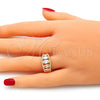 Anillo Multi Piedra 01.210.0116.07 Oro Laminado, con Blanca Zirconia Cubica, Pulido, Tono Dorado (Size 7)