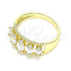 Anillo Multi Piedra 01.210.0116.09 Oro Laminado, con Blanca Zirconia Cubica, Pulido, Tono Dorado (Size 9)