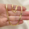 Gargantilla Basica 04.58.0020.18 Oro Laminado, Diseño de Herringbone, Pulido, Tono Dorado (04 MM Thickness, 18 Inches Length)