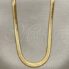 Gargantilla Basica 04.58.0020.20 Oro Laminado, Diseño de Herringbone, Pulido, Tono Dorado (04 MM Thickness, 20 Inches Length)