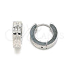 Argolla Huggie 02.384.0026.12 Acero Inoxidable, Diamantado, Tono Plateado