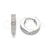 Argolla Huggie 02.384.0029.12 Acero Inoxidable, con Blanca Cristal, Mate, Tono Plateado