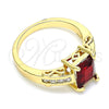 Anillo Multi Piedra 01.221.0014.2.09 Oro Laminado, con Granate and Blanca Zirconia Cubica, Pulido, Tono Dorado (Size 9)