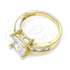 Anillo Multi Piedra 01.210.0126.06 Oro Laminado, con Blanca Zirconia Cubica, Pulido, Tono Dorado (Size 6)