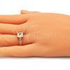 Anillo Multi Piedra 01.210.0127.08 Oro Laminado, con Blanca Zirconia Cubica, Pulido, Tono Dorado (Size 8)