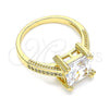 Anillo Multi Piedra 01.210.0127.08 Oro Laminado, con Blanca Zirconia Cubica, Pulido, Tono Dorado (Size 8)