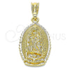 Dije Religioso 05.351.0167 Oro Laminado, Diseño de Guadalupe, Pulido, Tono Dorado