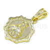 Dije Religioso 05.351.0177 Oro Laminado, Diseño de Sagrado Corazon de Jesus, Pulido, Tono Dorado
