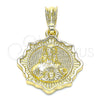 Dije Religioso 05.351.0177 Oro Laminado, Diseño de Sagrado Corazon de Jesus, Pulido, Tono Dorado